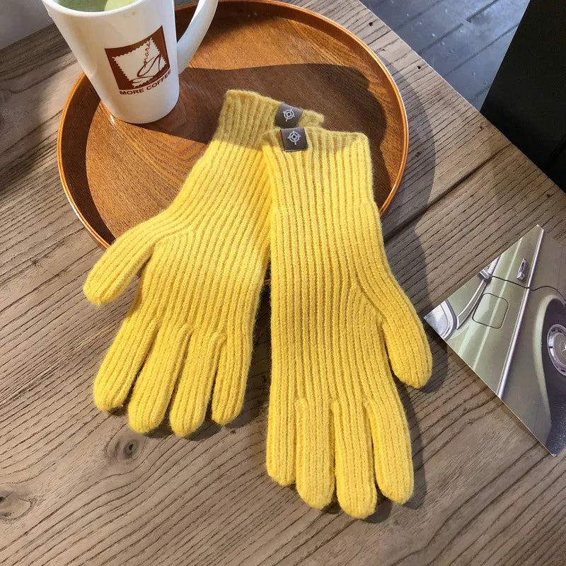 Soft Unisex Ribbed Knitted Gloves for Winter