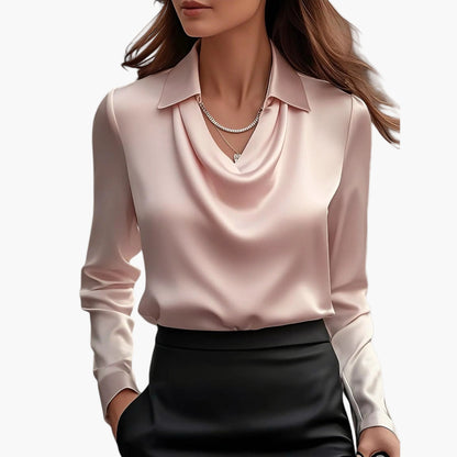 Elegante Damenbluse mit drapiertem Kragen im schicken Stil für Büro und Veranstaltungen