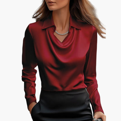 Elegante Damenbluse mit drapiertem Kragen im schicken Stil für Büro und Veranstaltungen