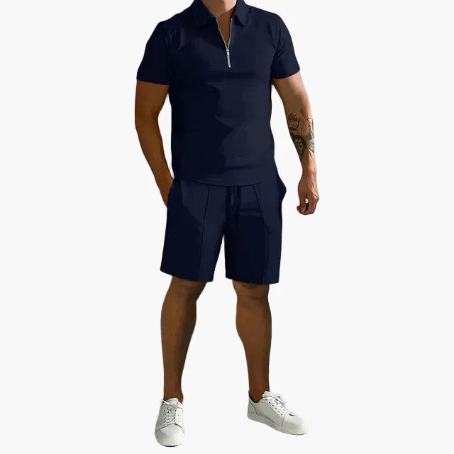 Ensemble homme polo zippé et short – Style décontracté chic pour l’été