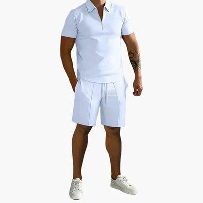 Ensemble homme polo zippé et short – Style décontracté chic pour l’été