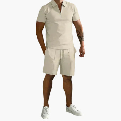 Ensemble homme polo zippé et short – Style décontracté chic pour l’été