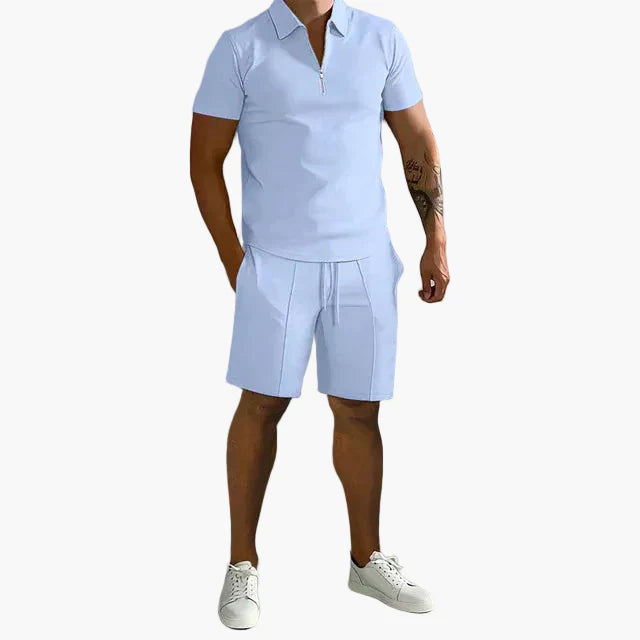 Ensemble homme polo zippé et short – Style décontracté chic pour l’été