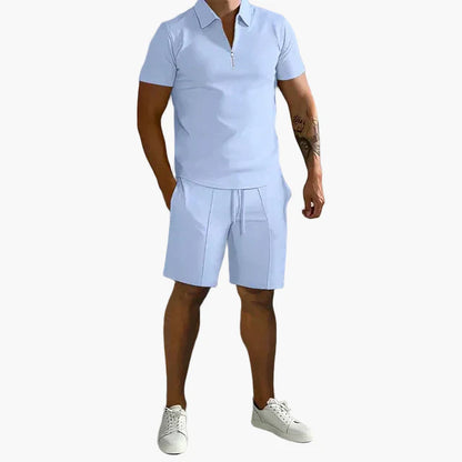 Ensemble homme polo zippé et short – Style décontracté chic pour l’été