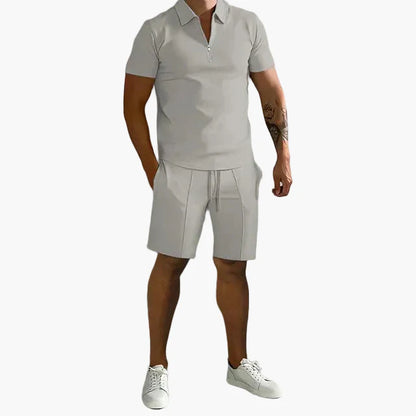 Ensemble homme polo zippé et short – Style décontracté chic pour l’été