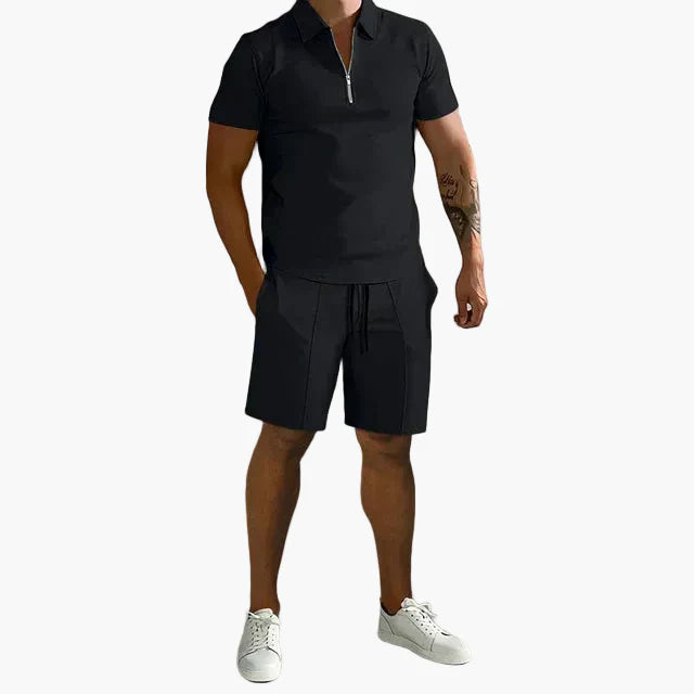 Ensemble homme polo zippé et short – Style décontracté chic pour l’été