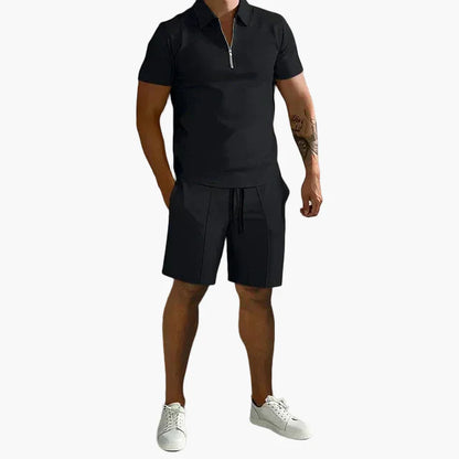 Ensemble homme polo zippé et short – Style décontracté chic pour l’été