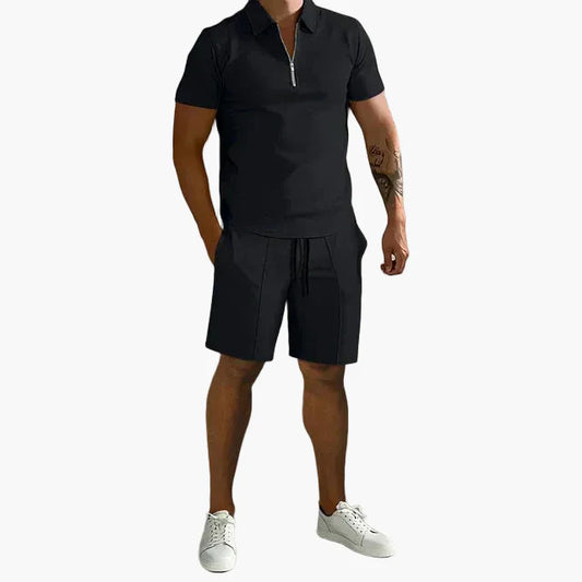 Ensemble homme polo zippé et short – Style décontracté chic pour l’été