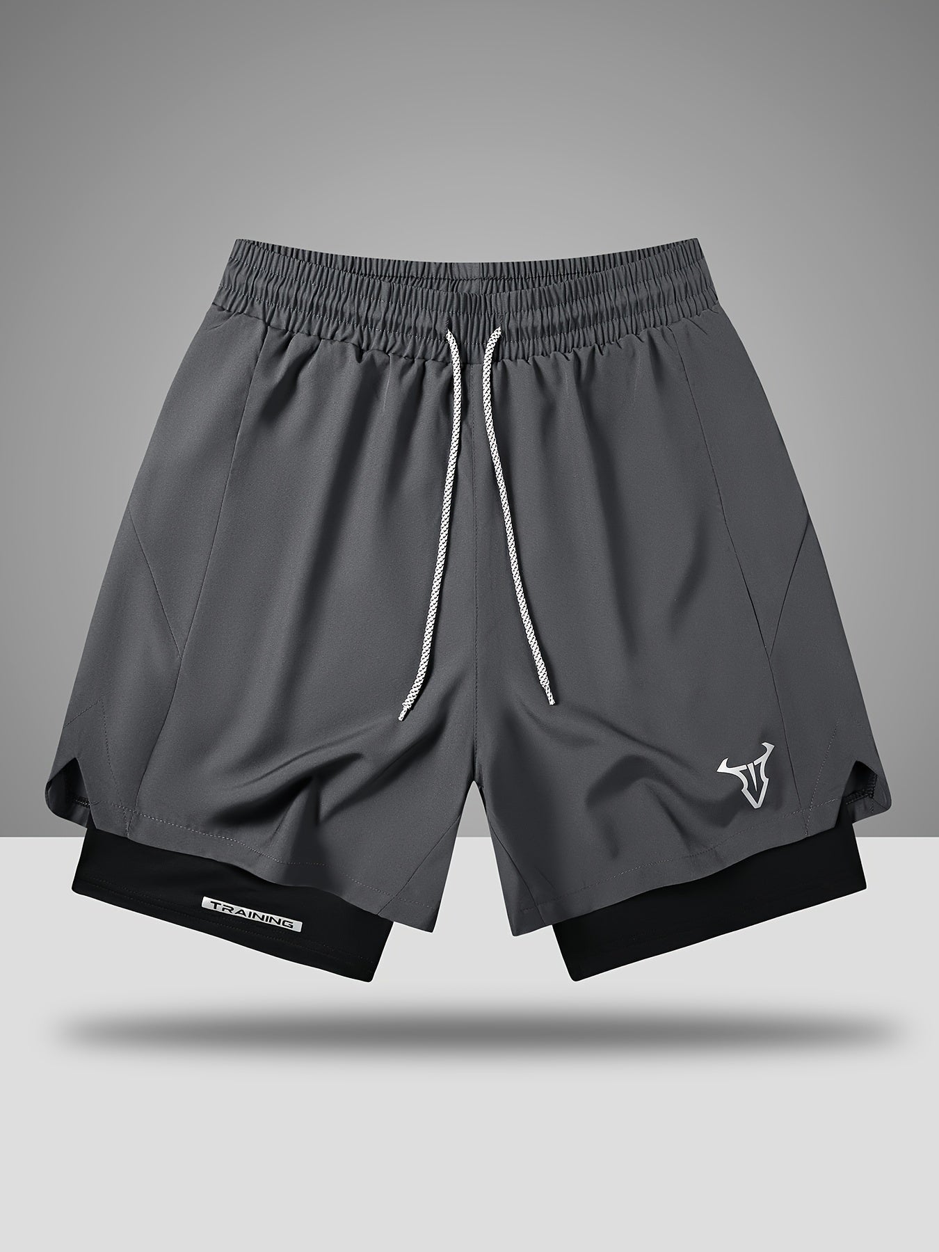 Short de sport homme entraînement double couche style moderne pour fitness et course à pied