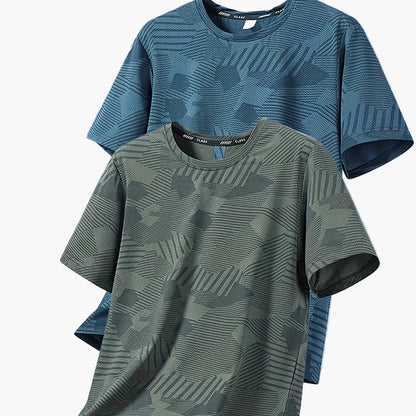 Atmungsaktives Herren-T-Shirt im tropischen Casual-Stil, kurzärmelig – 2er-Pack, ideal für den Sommer  