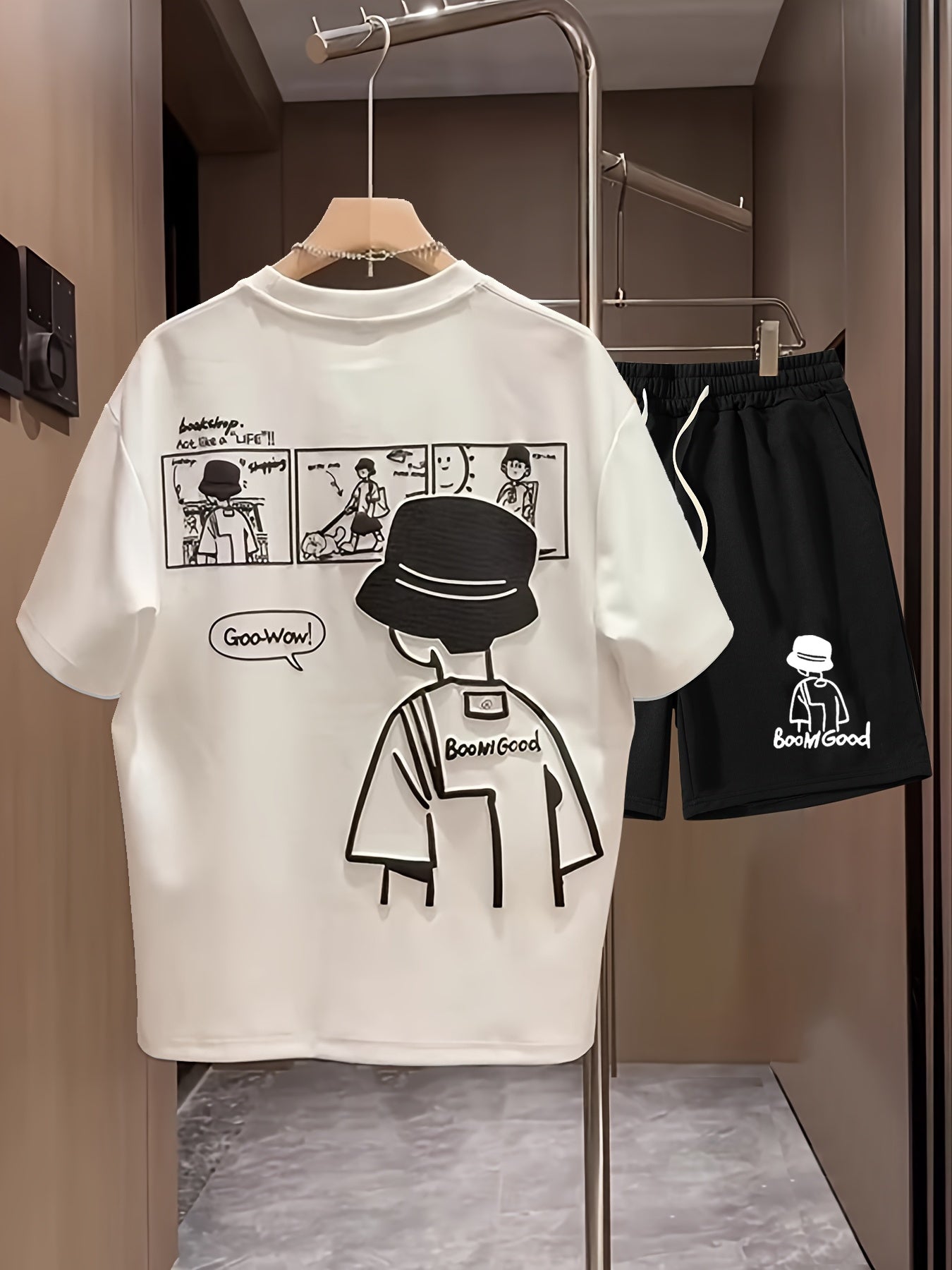 Ensemble Décontracté Homme T-shirt Imprimé et Short Style Urbain - Tenue Idéale Quotidienne