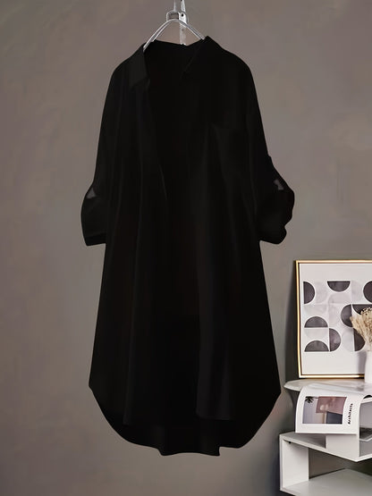 Langes Hemdblusenkleid im lässigen Stil für Damen, ideal für Frühling und Sommer  