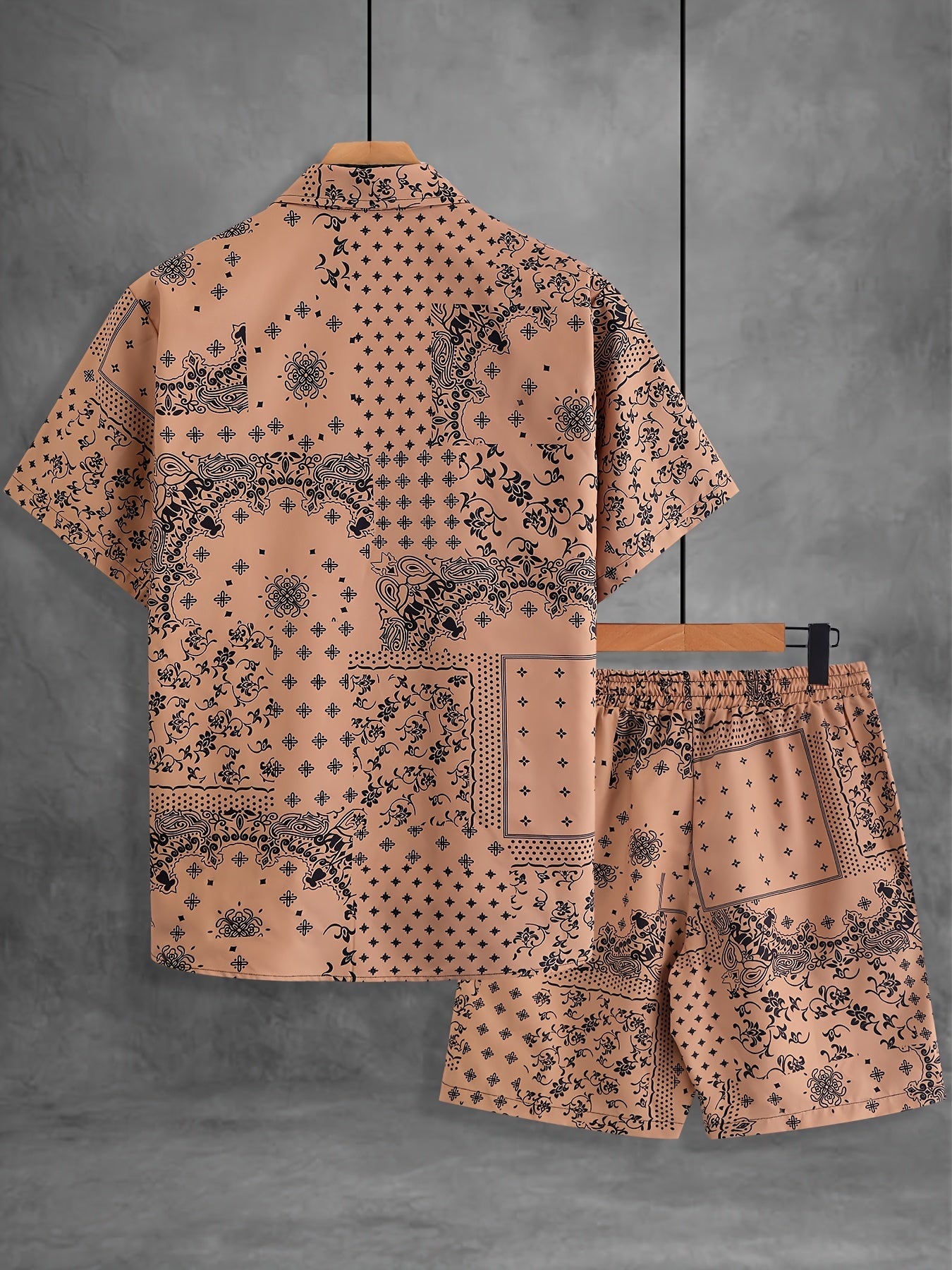 Ensemble chemise et short à motif bandana pour homme, style décontracté été