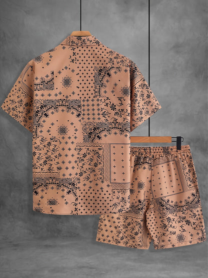 Ensemble chemise et short à motif bandana pour homme, style décontracté été