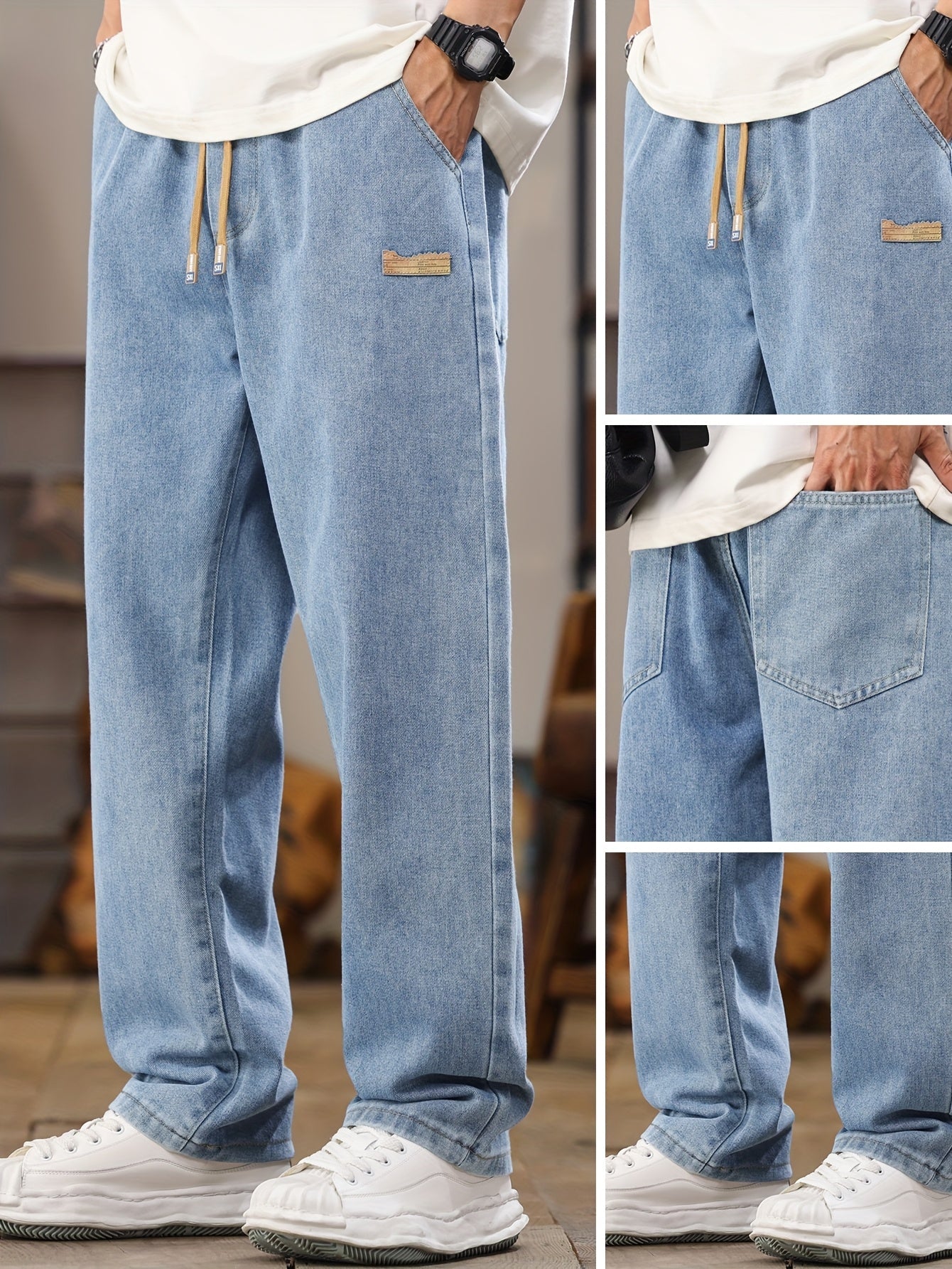Lässige Herren-Jogger-Jeans mit geradem Schnitt, ideal für den Alltag  