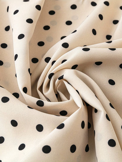 Women's polka dot blouse with elegant style, ruffled sleeves, V-neck for office and outings