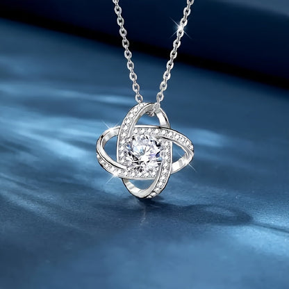 Collana Donna Elegante Regalo per Mamma con Messaggio Commovente – Gioiello Stile Nodo d’Amore per la Festa della Mamma