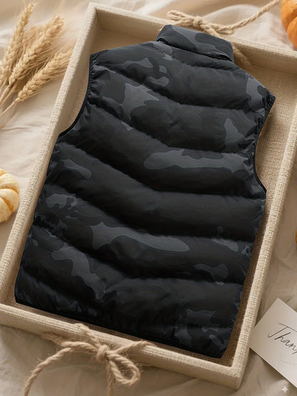 Gilet matelassé homme sans manches à motif camouflage militaire vert