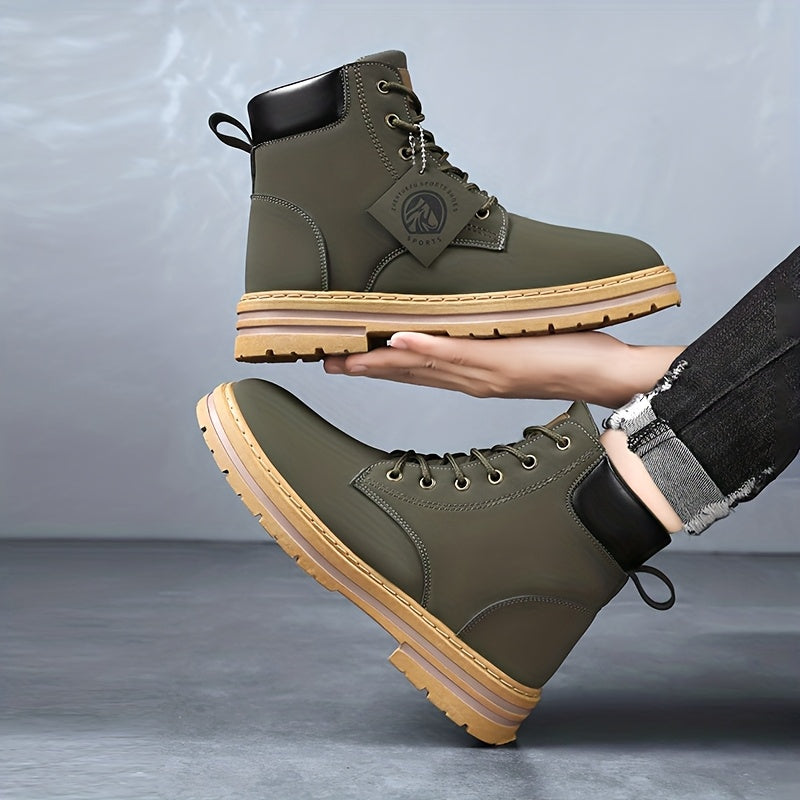 Bottes montantes homme lacets semelle contrastée style décontracté