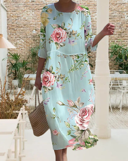 Robe Femme Élégante Style Bohème à Fleurs pour Occasions Décontractées et Estivales