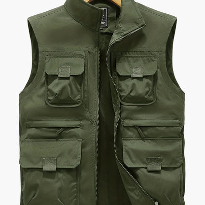 Gilet utilitaire sans manches pour homme style décontracté outdoor à poches multiples