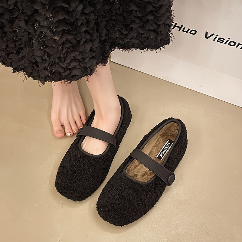 Ballerines Mary Jane douces pour femme, couleur unie, style confortable