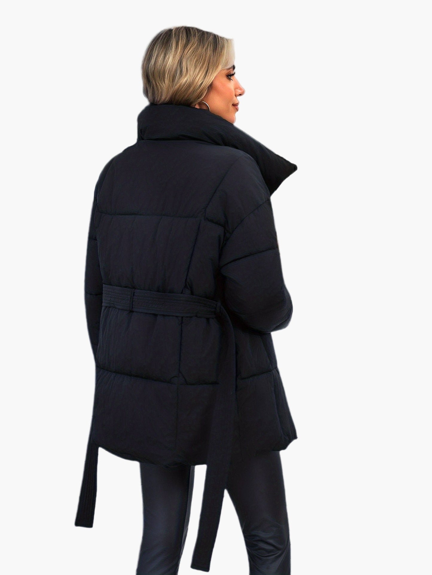 Chaqueta acolchada con cinturón estilo casual para mujer – Ideal para invierno y entretiempo