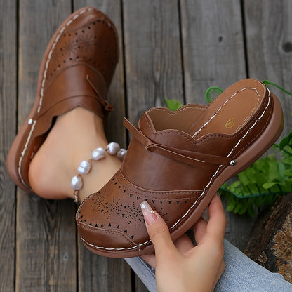 Drewniaki vintage na platformie na obcasie dla kobiet – Styl casualowy i elegancki