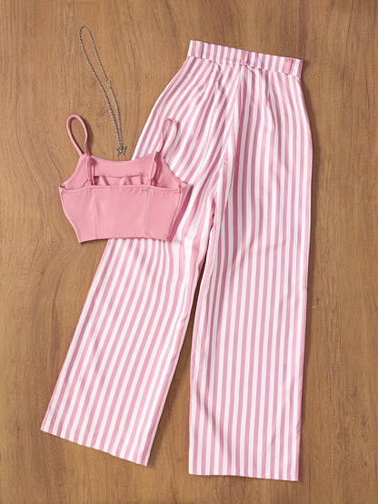 Completo due pezzi da donna - Stile chic a righe per eventi estivi