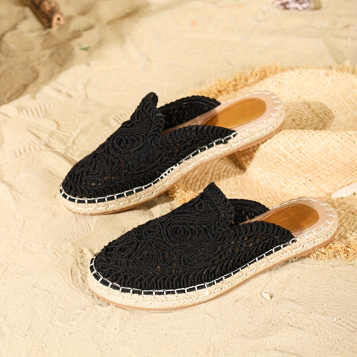 Chaussures Mules Tressées Décontractées pour Femme Style Bohème Été