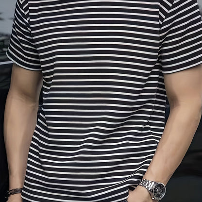 T-shirt à rayures horizontales homme style casual moderne manches courtes