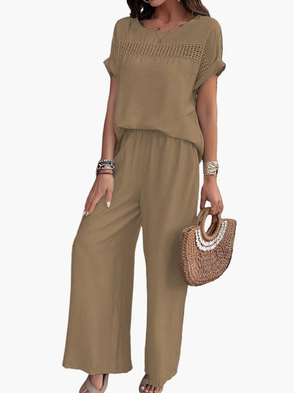 Ensemble Femme Décontracté Chic à Manches Courtes pour Été – Tenue Plage ou Ville