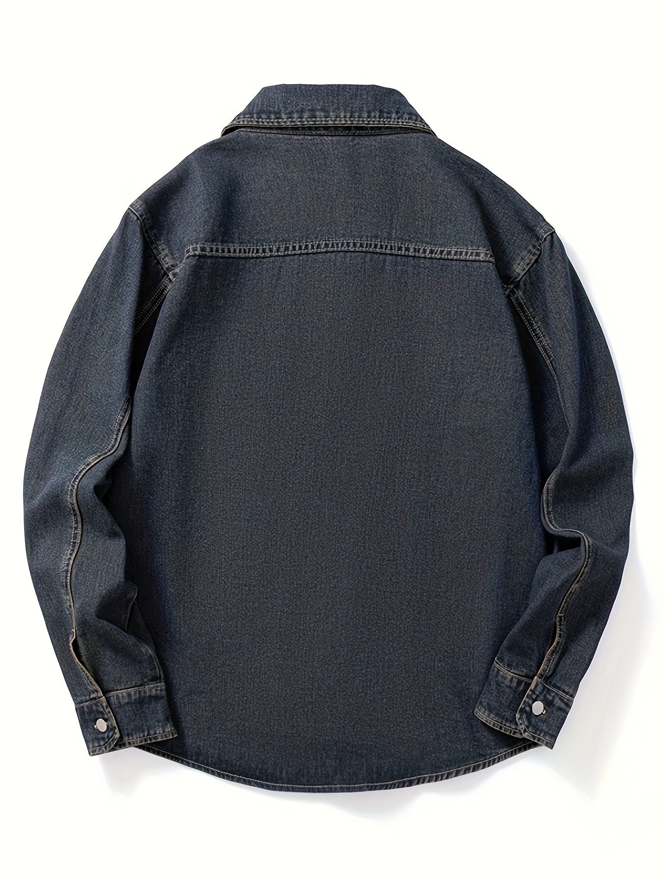 Surchemise Homme Décontractée en Jean à Manches Longues et Poches Poitrine
