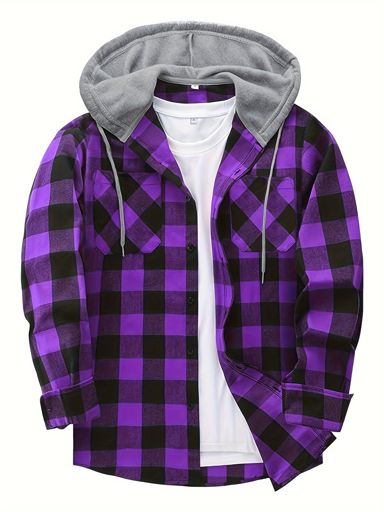 Chemise à carreaux homme à capuche amovible motif bûcheron
