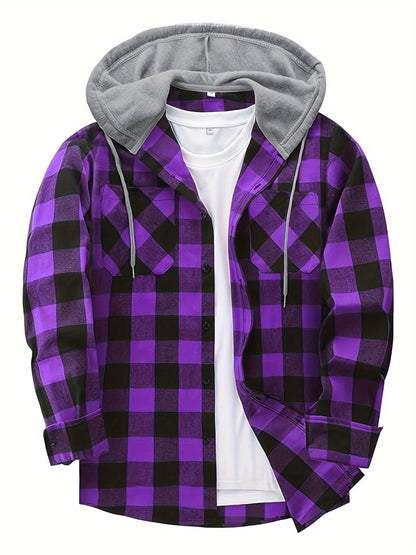 Chemise à carreaux homme à capuche amovible motif bûcheron