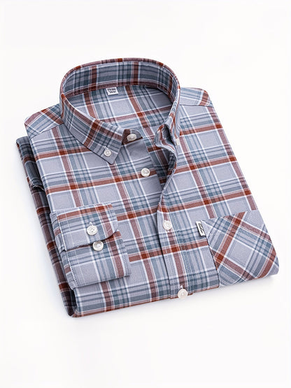Chemise décontractée à carreaux pour homme, style week-end, manches longues, coupe régulière