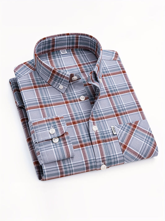 Chemise décontractée à carreaux pour homme, style week-end, manches longues, coupe régulière