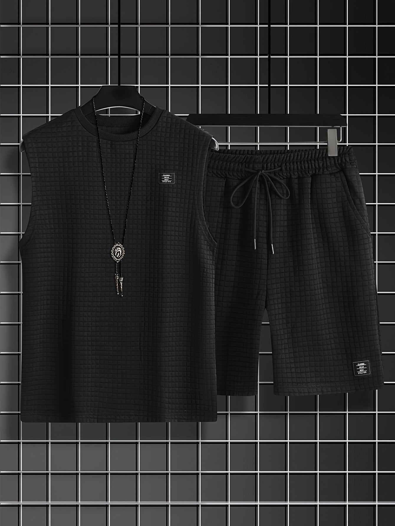 Ensemble Débardeur et Short Homme Style Décontracté Estival Motif Carreaux