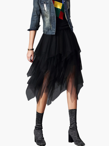 Gonna donna elegante in tulle con volant per occasioni speciali