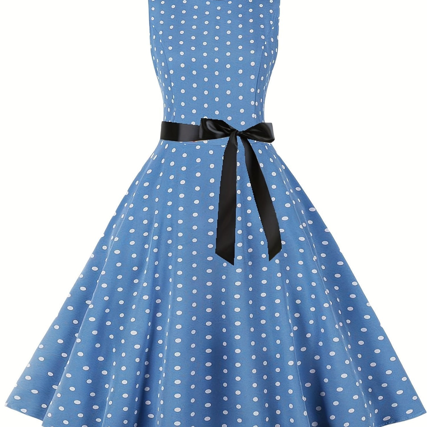 Vestido vintage sin mangas con lunares para mujer, estilo retro acampanado, ideal para el verano y ocasiones especiales