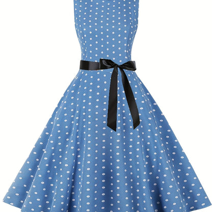 Vestido vintage sin mangas con lunares para mujer, estilo retro acampanado, ideal para el verano y ocasiones especiales