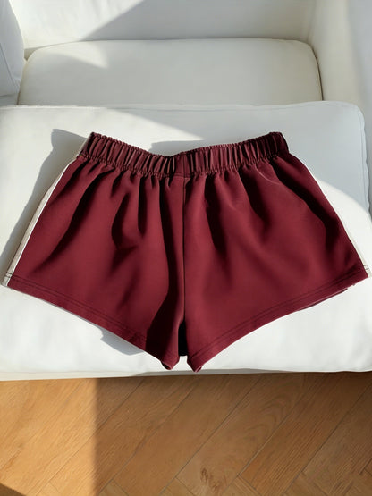 Shorts de sport femme à bandes latérales style décontracté pour running et loisirs