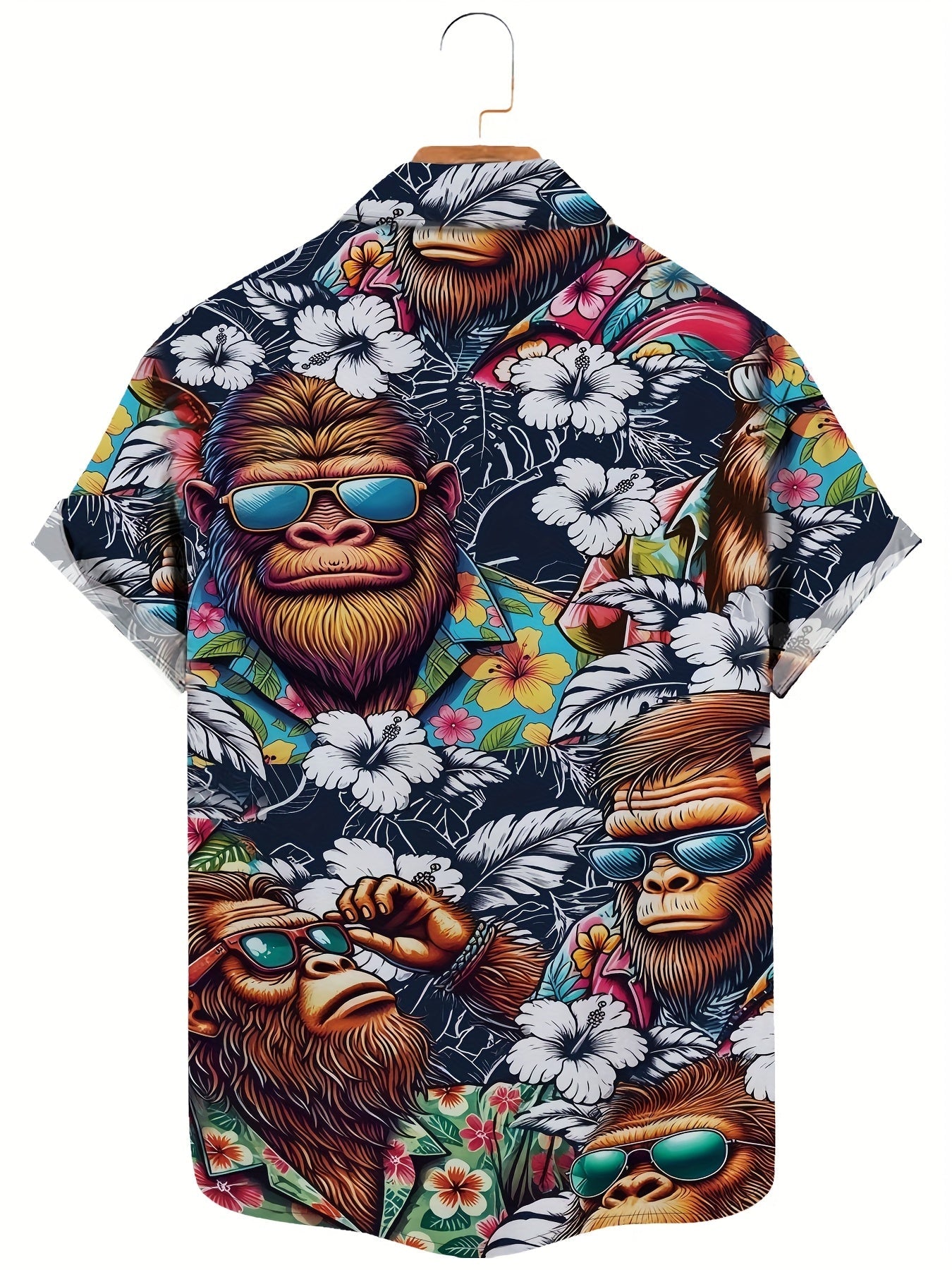 Hawaiihemd für Herren mit tropischem Gorilla-Print, lässiger Sommerstil  