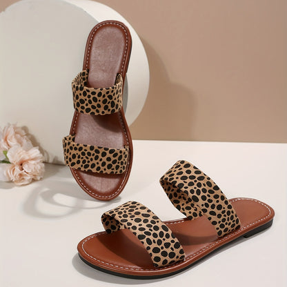 Sandales ouvertes à enfiler femme style décontracté motif léopard urbain