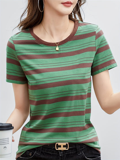 T-shirt à Rayures Classiques Femme Style Décontracté Chic