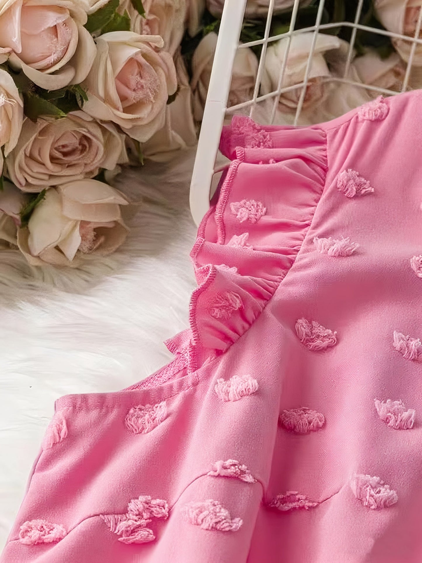 Elegant blus för kvinnor med volanger, avslappnad chic stil för vardagen