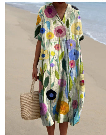 Langes, lässiges Damenkleid im Boho-Stil, ideal für Strand und Sommer