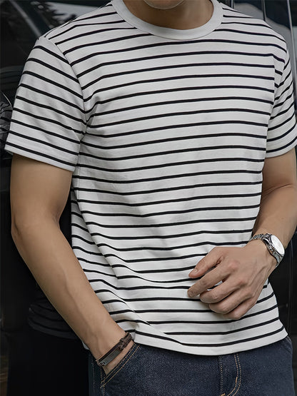 T-shirt à rayures horizontales homme style casual moderne manches courtes