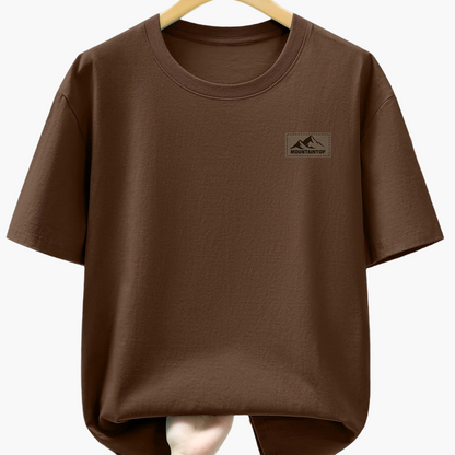 T-shirt casual męski w sportowym stylu z nadrukiem gór – Idealny na wypoczynek i weekend