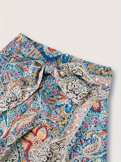 Jupe longue femme style bohème chic imprimé paisley – Élégante et fluide pour le printemps-été